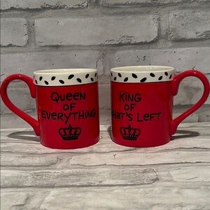 'Queen of Everything' Ceramic Coffee Mugs - our name is mud king of what’s left